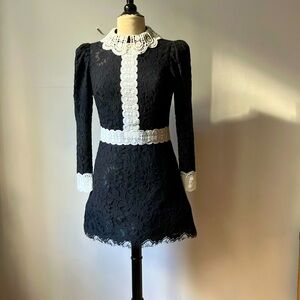 Alice & Olivia black and white lace dress size 4